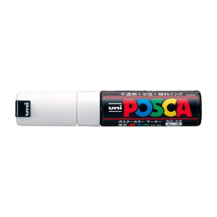 Mitsubishi Pencil Uni Bold White Marker with Square Lead and Water-Based Pigment PC8K.1