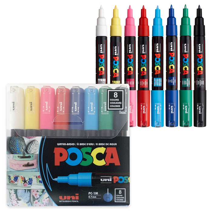 Mitsubishi Pencil Posca Extra Fine Water-Based 8-Color Pen Set Pc1M8C