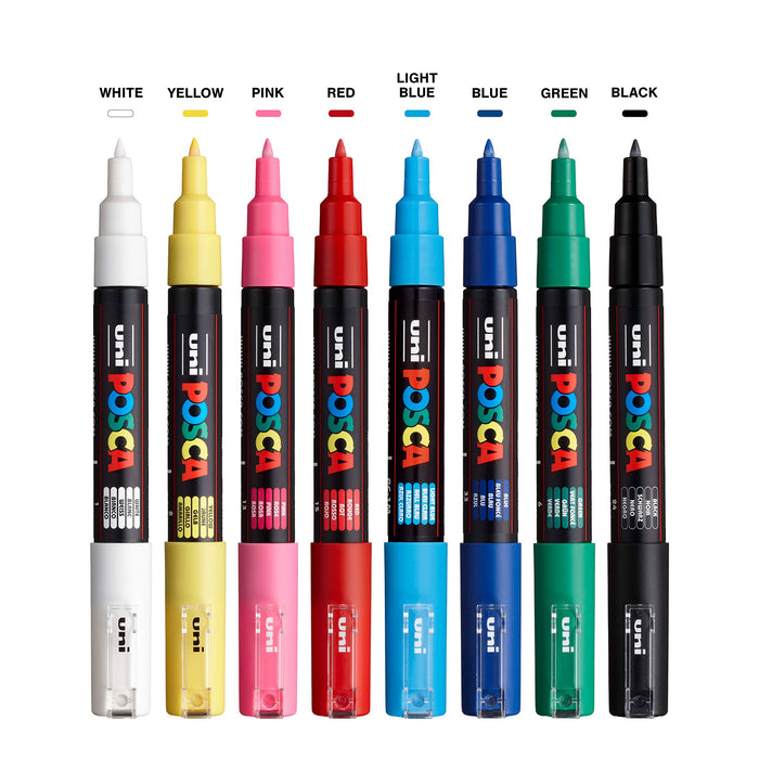 Mitsubishi Pencil Posca Extra Fine Water-Based 8-Color Pen Set Pc1M8C