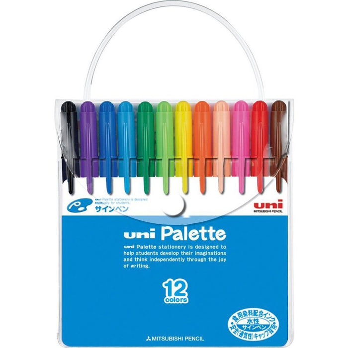 Mitsubishi Pencil Uni Palette Water-Based Pen Set 12 Colors PW50312CPLT