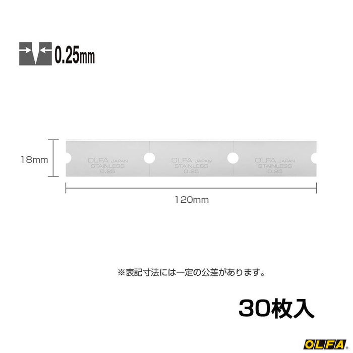 Olfa Stainless Steel G Scraper Replacement Blades 30 Pieces - Xbgscr-Sl