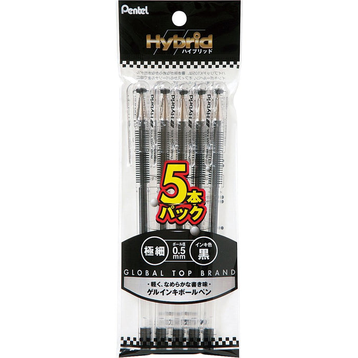 Pentel Hybrid Xk105Ga5 圆珠笔 5 支装 - 黑色墨水