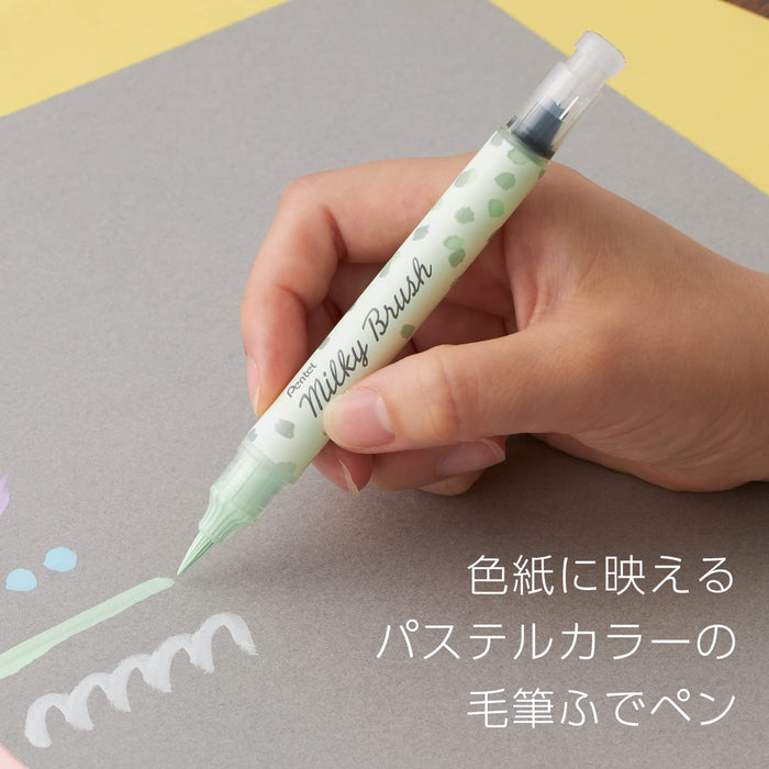 Pentel Pastel Green Color Brush Pen - Milky Brush Xgfh-Pk