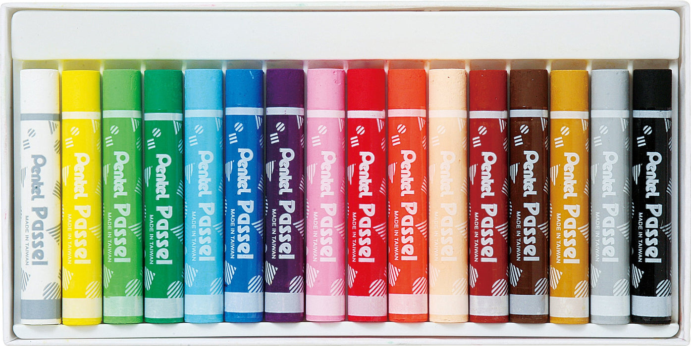 Pentel 16-Color Crayon Set with Rubber Hook Ghpar-16 Pass Passel Series