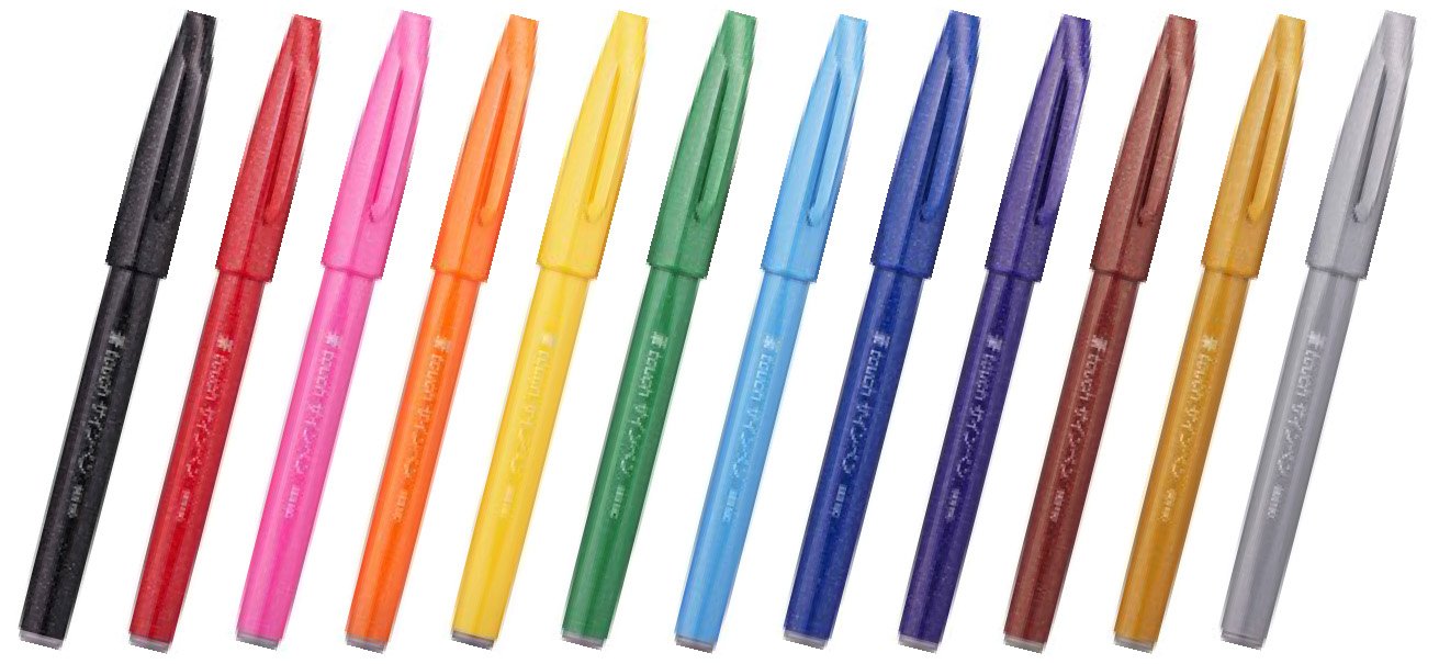 Pentel 12-Color Set Felt-Tip Pen Brush Touch SES15C-12