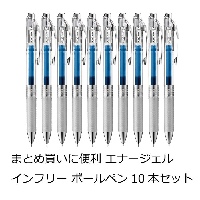 Pentel Energel Blue Gel Ink Ballpoint Pen 0.5 Tip Pack of 10