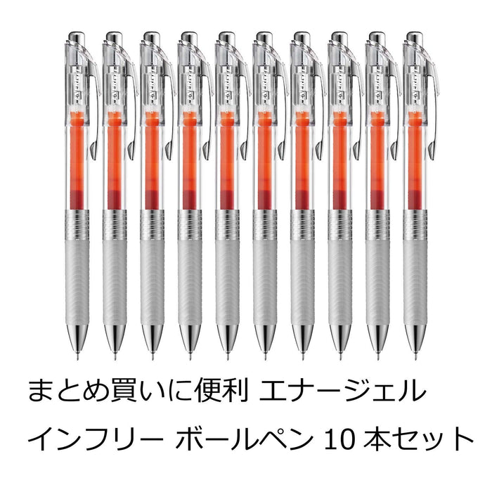 Pentel Energel In Free 0.5 Gel Ink Ballpoint Pen Orange Pack of 10