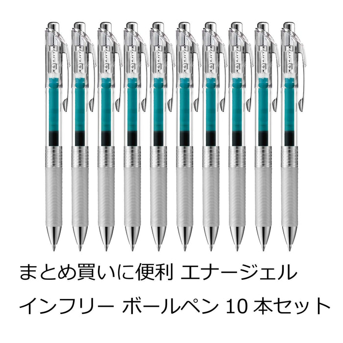 Pentel Energel Infree 0.7 凝胶墨水圆珠笔 绿松石蓝色 10 支装