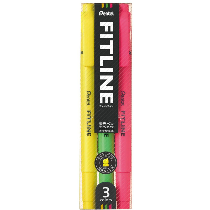 Pentel 10 件装荧光笔套装（3 种 Fit Line 颜色）Slw11-3