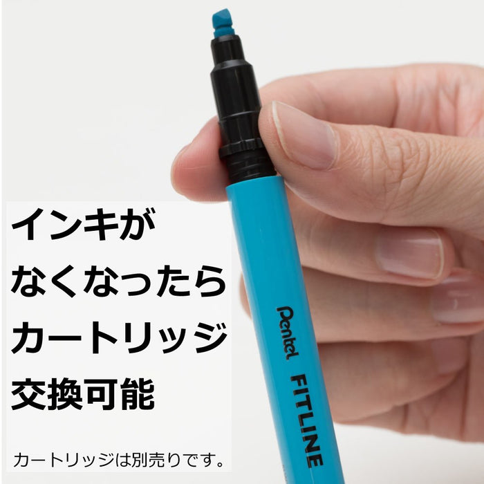 Pentel 天藍色 Fitline 螢光筆 10 件裝 - SLW11-S 系列