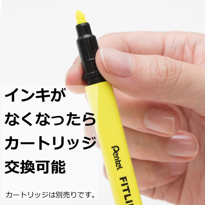 Pentel Fitline 黄色荧光笔 SLW11-G 10 支装