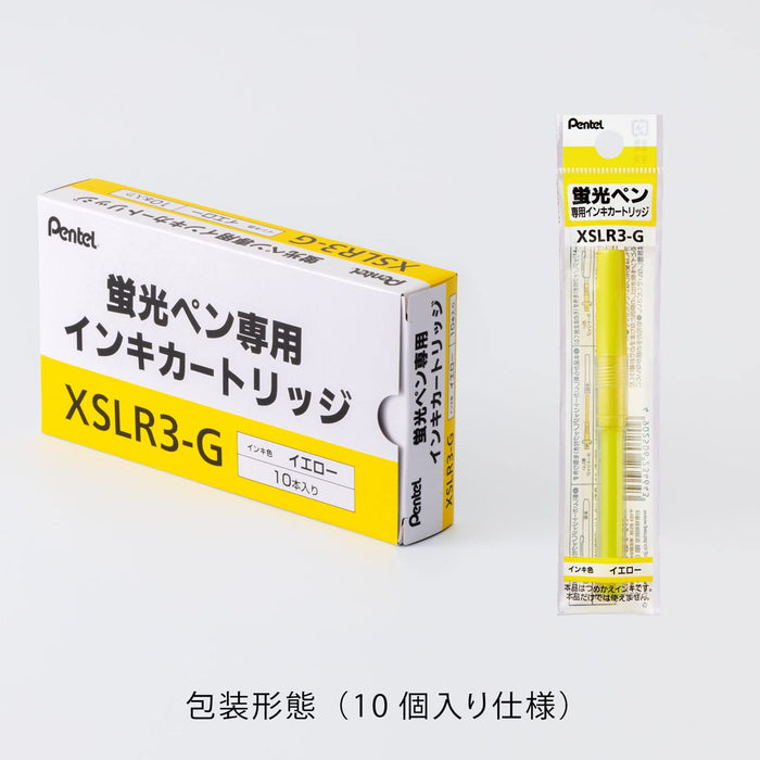 Pentel Handy Line S Xslr3-G Yellow Highlighter Pen with 10 Cartridges