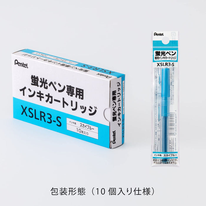 Pentel Handy Line S Xslr3-S 10 支天藍色螢光筆筆芯