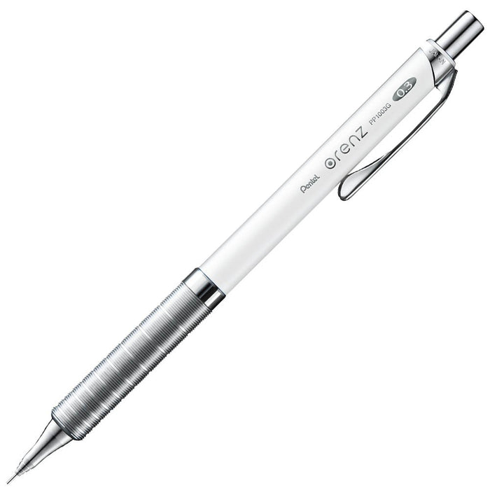 Pentel Orens Xpp1003G-W 0.3 白色自動鉛筆，帶金屬握把