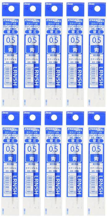 Pentel Energel 0.5mm 蓝色圆珠笔替换芯 XLRN5H-C - 超值装 10 支