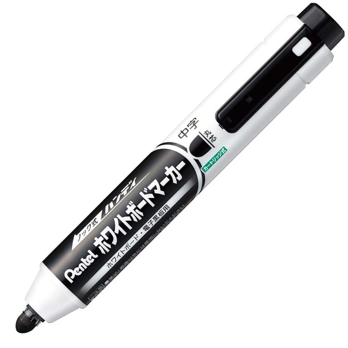 Pentel 中号可伸缩黑色墨水白板笔圆芯 10 支装