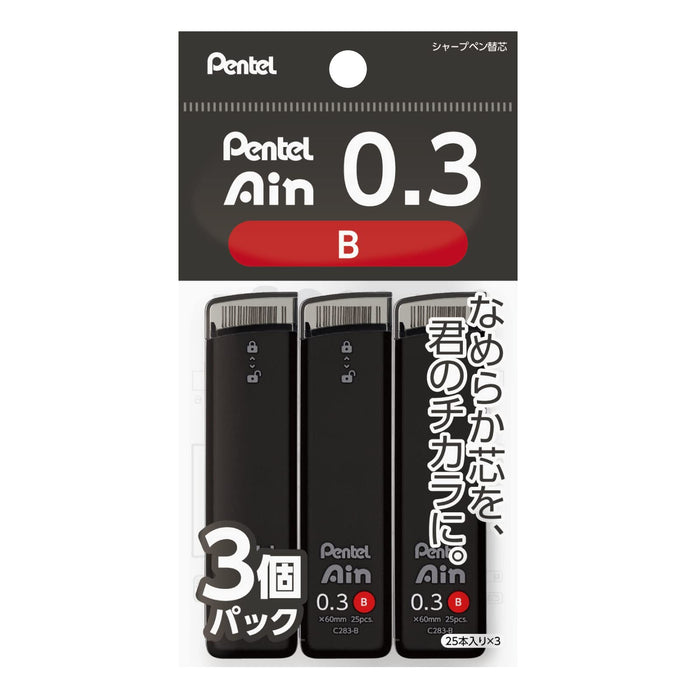 Pentel Sharp Ein 引線 0.3mm B 3 件裝 - XC283B-3P