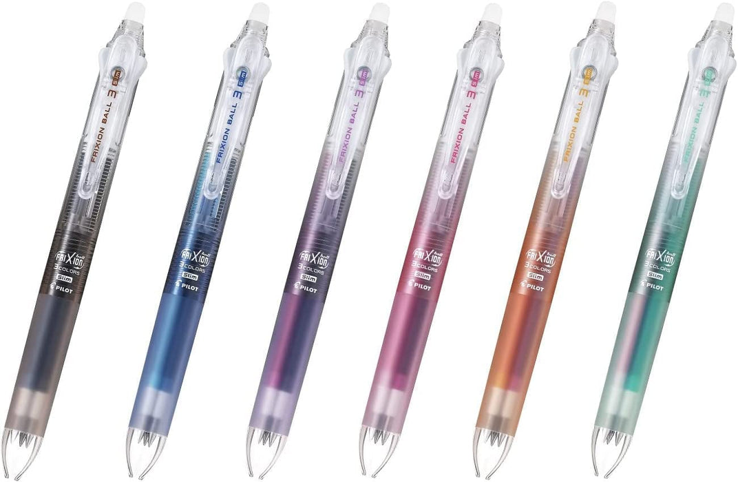 Pilot Frixion Ball 3 Slim 0.38mm 3-Color Clear Body Ballpoint Pen LKFBS60UF