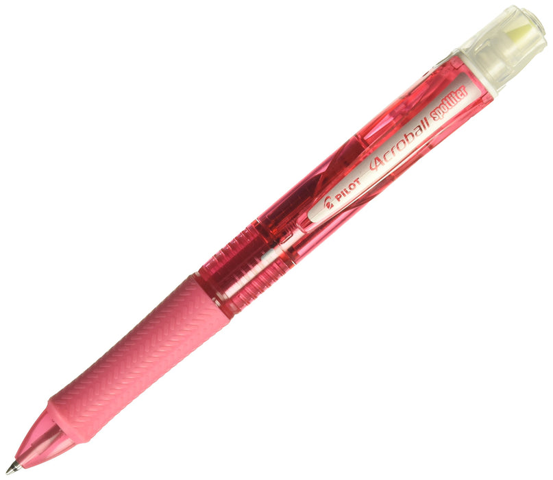 Pilot Bkas-60F-Cpy 3-Color Acro Ballpoint Pen with Yellow Highlighter Black/Red/Blue Ink