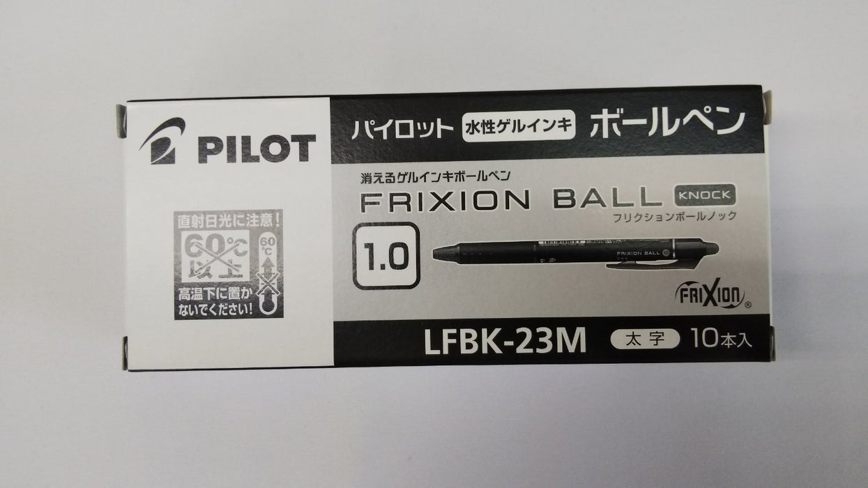 Pilot Set of 10 Friction Ball Knock Bold 1.0mm Blue Black Pens LFBK-23M-BB