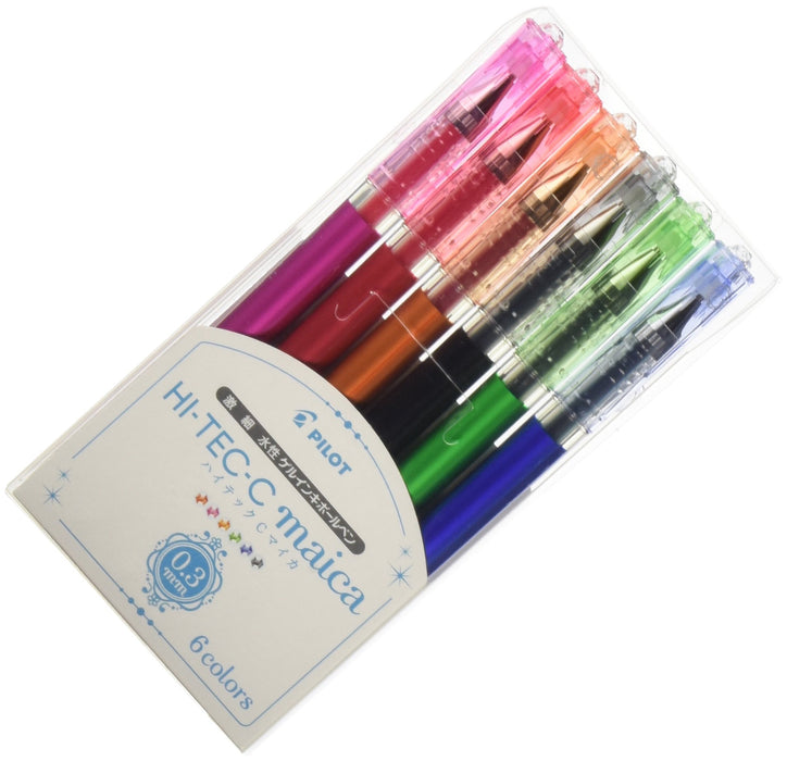 Pilot Hi-Tec-C Maica Extra-Fine 0.3mm Ballpoint Pen 6-Color Set LHM-90C3-6C