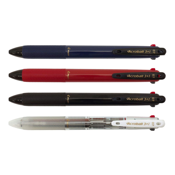 Pilot Acroball 3+1 Multi-Function Pen - 3-Color 0.7mm Ballpoint (Black Red Blue)