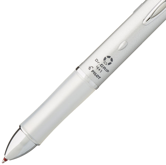 Pilot Doctor Grip 4+1 Silver Multi-Function Pen - 0.7mm Acro Ink Ballpoint and 0.5mm Mechanical Pencil