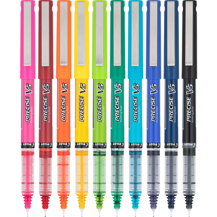 Pilot Precise V5 Extra Fine 0.5mm Liquid Ink Rolling Ball Pen Assorted Colors 10 Pack