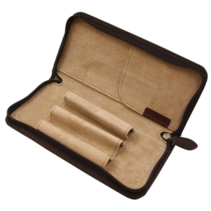 Pilot Samburu PSPC01DBN Round Zipper Pencil Case in Dark Brown