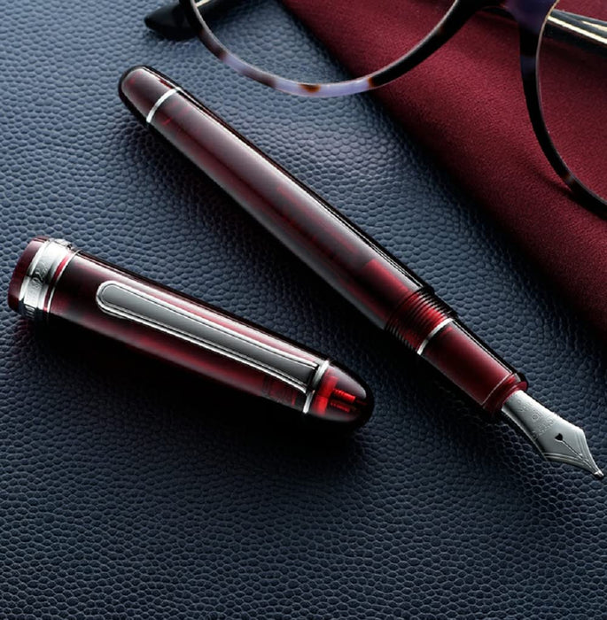 Platinum Pen #3776 Century Burgundy Double Bold Rhodium Finish Fountain Pen with Love Sticker