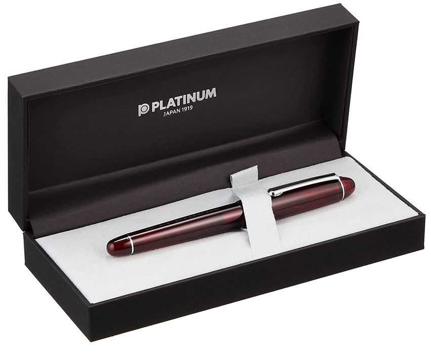 Platinum Pen #3776 Century Burgundy Fine Point Fountain Pen with Kanji Love Sticker