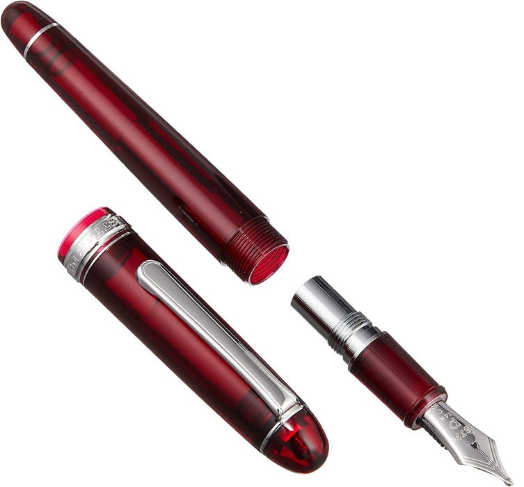 Platinum Pen #3776 Century Soft Fine Point Fountain Pen Rhodium Finish Burgundy with Kanji Love Sticker