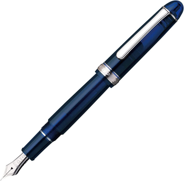 Platinum Pen 3776 Century Blue Fine Point Fountain Pen with Rhodium Finish and Kanji Love Sticker