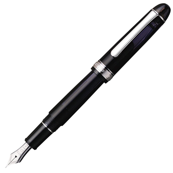 Platinum 3776 Century Black Diamond Fountain Pen with Bold B Rhodium Finish