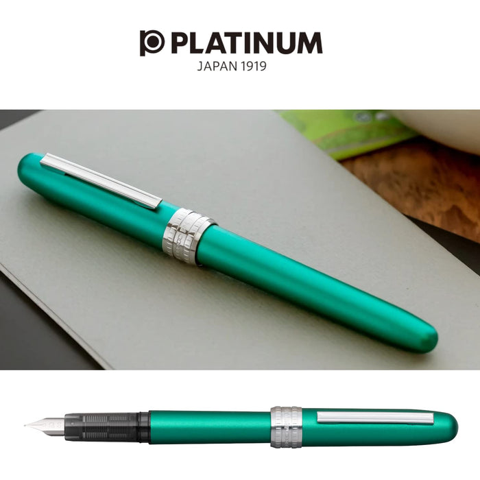 Platinum Plaisir Medium Point Fountain Pen in Teal Green