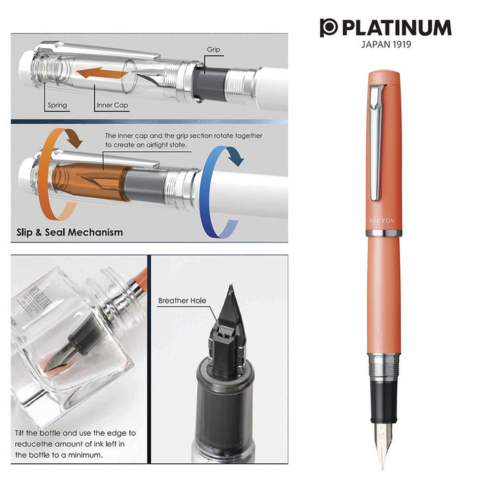 Platinum Procion Fountain Pen Persimmon Orange Medium Point #25 PNS-5000