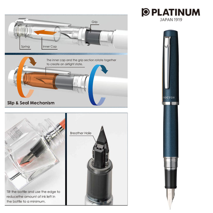 Platinum Procion Deep Sea Fine Point Fountain Pen #50 Pns-5000 50-2