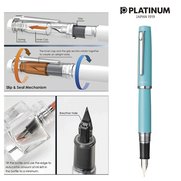 Platinum Procion #52 Medium Point Fountain Pen in Turquoise Blue