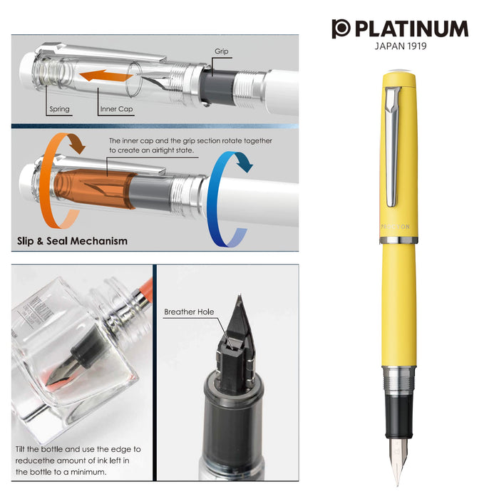 Platinum Procion No.68 Medium Point Fountain Pen Citron Yellow