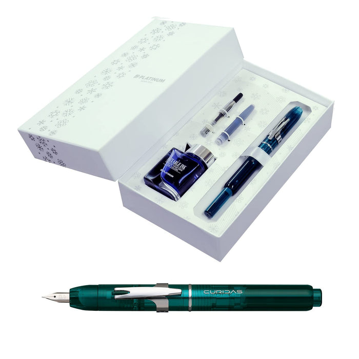 Platinum Fountain Pen Christmas Limited Gift Set - Urban Green EF Point PKN-7000Setrd-43-Ef with Ink and Converter