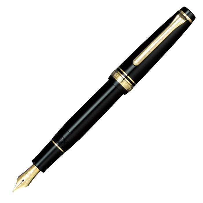 Sailor Professional Gear 細長黑色鋼筆，帶有金色鑲邊粗體 - 11-1221-620