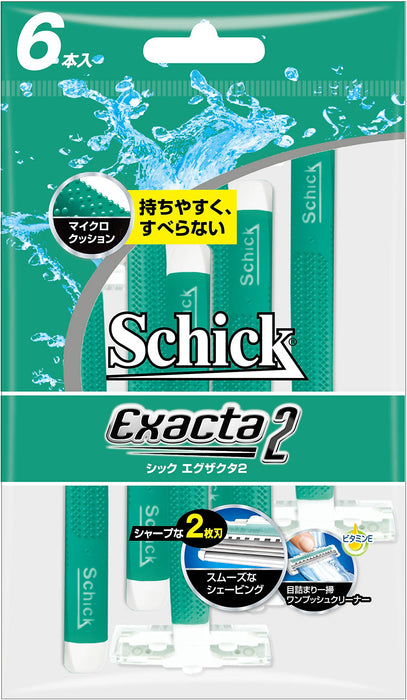 Schick Exacta 2 件装 6 把一次性剃须刀，适合贴面剃须