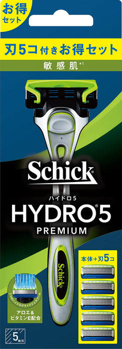 Schick Hydro 5 刮鬍刀帶支架和 4 個替換刀片，適合敏感肌膚