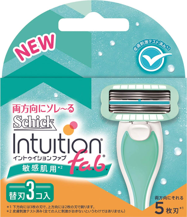 Schick Intuition Fab 女士替换刀片（敏感肌肤适用）3 件装