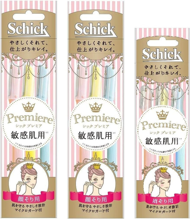 Schick Premier 敏感肌肤女士一次性剃须刀 大包装 - 3 件 x 2 眉毛修整器 - 3 件 x 1