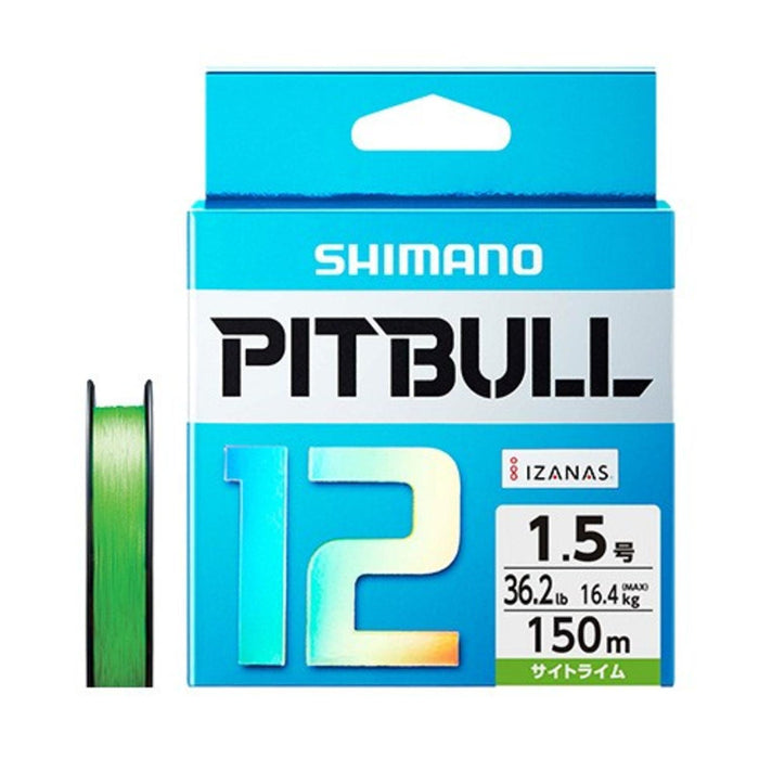 Shimano Pitbull 12 股编织线 150 米 视线 青绿色 36.2 磅 1.5 Pe 线