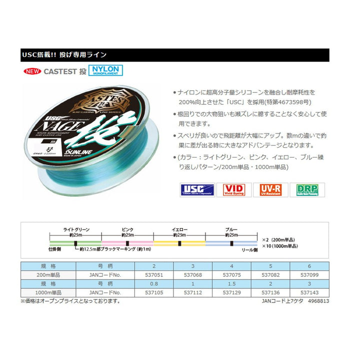 Sunline尼龍線鑄造1000M 4號多色耐用釣魚線