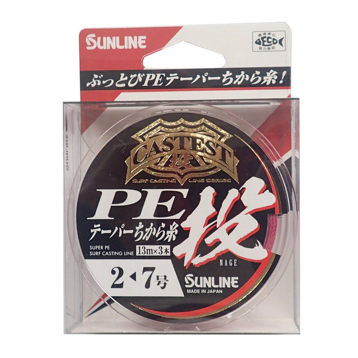 Sunline Power Thread Casting Pe Line 13M x 3 2-7 紅色