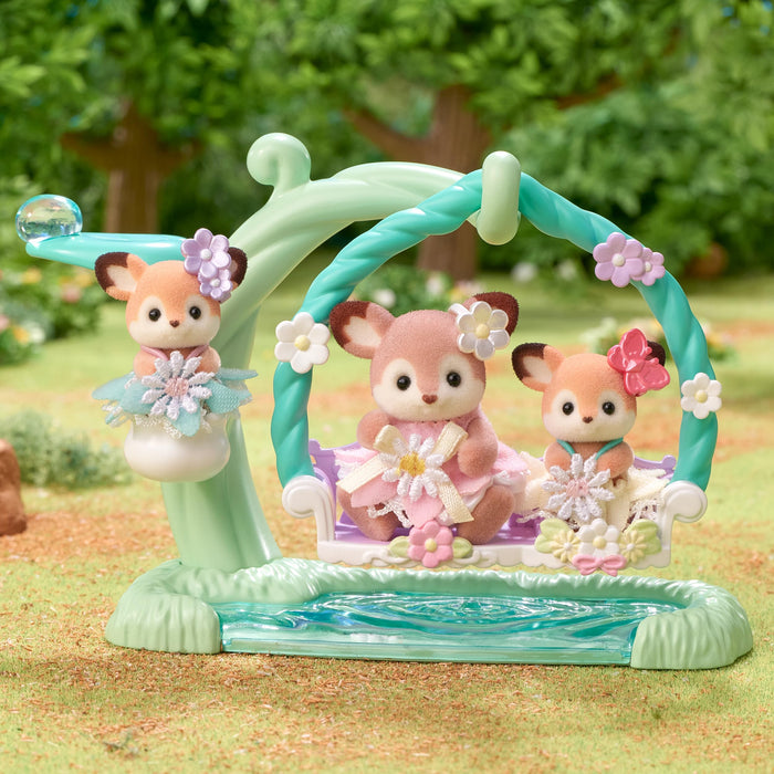 Epoch Sylvanian Families Deer Waterside Swing Set St Mark Certified Dollhouse for Age 3+