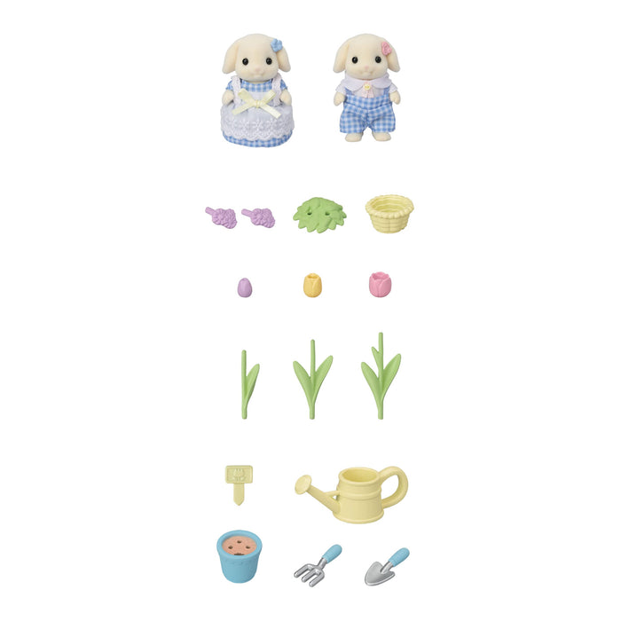 Epoch Sylvanian Families Flora Rabbit Siblings 玩偶和家具套装玩具娃娃屋适合 3 岁以上儿童